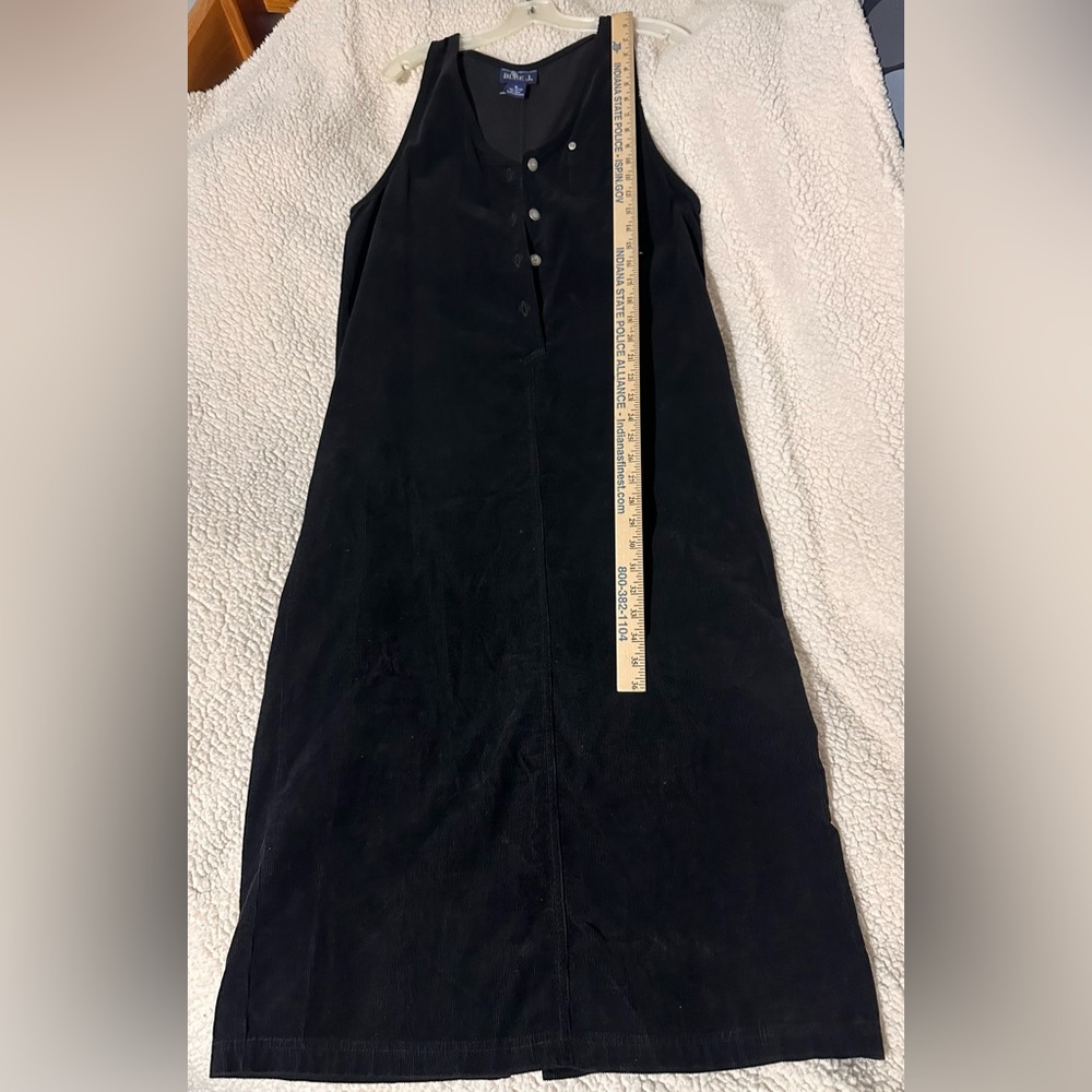 Vintage 90’s Y2K Blue J. Black Sleeveless Corduroy Jumper Dress silver buttons - Picture 2 of 7